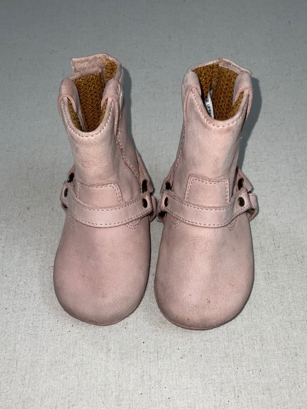 Frye Harness Boots, Blush Pink Suede & Leather, Baby Size 2M